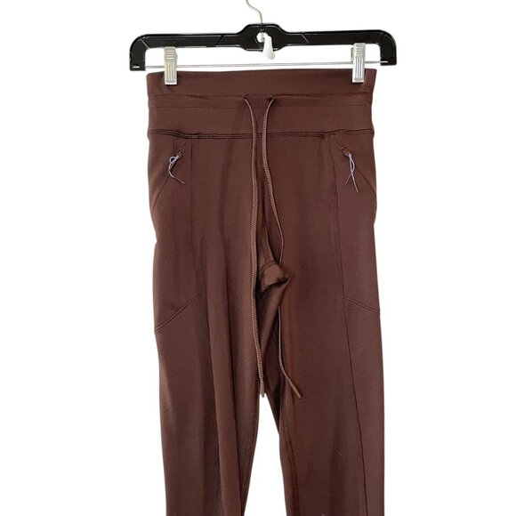 Aerie Offline Warmup Legging Hi-Rise Brown Zip Pockets Jogger Stretch Solid S - Picture 3 of 5